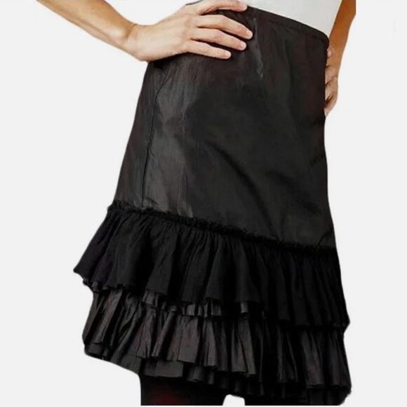 Eileen Fisher Dresses & Skirts - Eileen Fisher Silk Taffeta Bias Cut Ruffle Knee Length Skirt Size XL